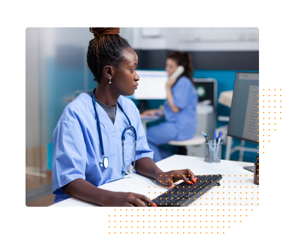 nurse on computer